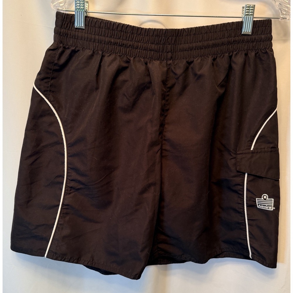 Admiral Soccer‎ Size Large Shorts Black White Logo Coaching Playing 8" Inseam